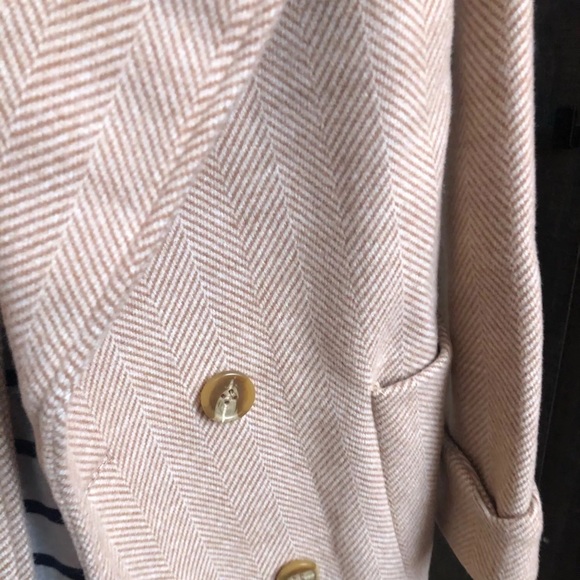 Coat stripe thick wool blend womens jacket khaki - Picture 6 of 9